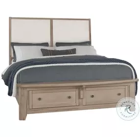 Woodbridge Clear Maple And White Queen Upholstered Storage Platform Bed