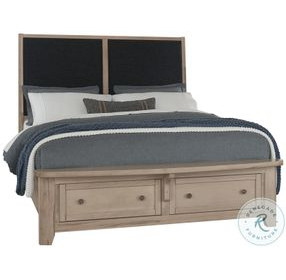 Woodbridge Clear Maple And Black Queen Upholstered Storage Platform Bed
