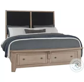 Woodbridge Clear Maple And Black Queen Upholstered Storage Platform Bed
