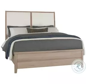 Woodbridge Clear Maple And White Queen Upholstered Low Profile Bed