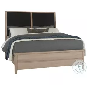 Woodbridge Clear Maple And Black King Upholstered Low Profile Panel Bed