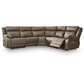 Ultra Max Biscotti 5 Piece Modular Power Reclining Sectional with Armless Recliner and USB Charging