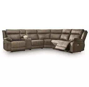 Ultra Max Biscotti 6 Piece Modular Power Reclining Sectional with USB Charging and Audio Console