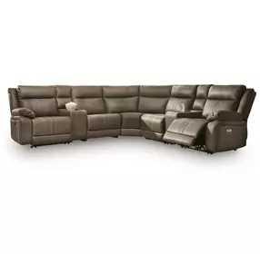 Ultra Max Biscotti 7 Piece Modular Power Reclining Sectional with USB Charging and Audio Console