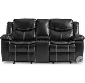 Bastrop Black Double Glider Reclining Console Loveseat