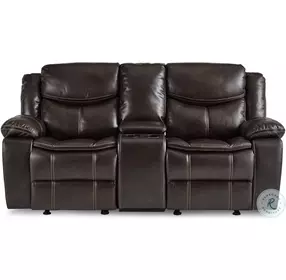 Bastrop Dark Brown Reclining Console Loveseat