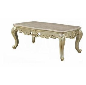 Gorsedd Golden Ivory Rectangular Marble Top Cocktail Table