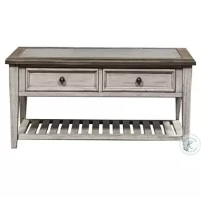Heartland Antique White And Tobacco Rectangular Ceiling Tile Cocktail Table