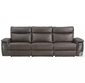 Maroni Dark Brown Power Double Reclining Sofa with Power Headrests