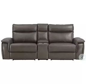 Maroni Dark Brown Power Double Reclining Console Loveseat with Power Headrests