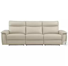 Maroni Taupe Power Double Reclining Sofa with Power Headrests