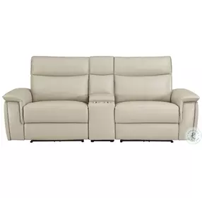 Maroni Taupe Power Double Reclining Console Loveseat with Power Headrests