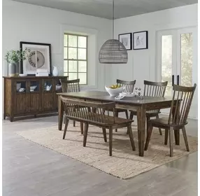 Midland Falls Rustic Brown 6 Piece Extendable Rectangular Dining Set