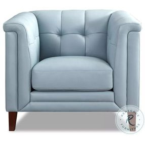 Elric Spa Blue Leather Upholstered Accent Chair