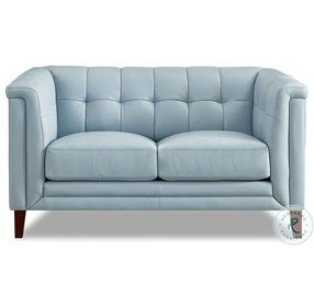 Elric Spa Blue Top Grain Leather Loveseat