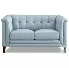Elric Spa Blue Top Grain Leather Loveseat