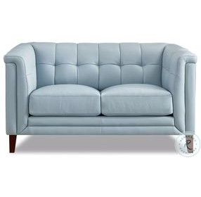 Elric Spa Blue Leather 62" Loveseat