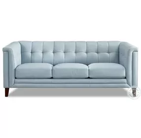 Elric Spa Blue Top Grain Leather Sofa