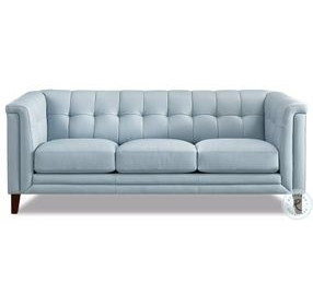 Elric Spa Blue Leather 84" Sofa
