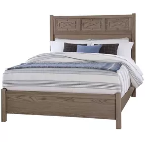 Tide And Timber Gray Oak Queen Fretwork Panel Bed