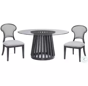 Mateo Cerused Black Glass Top Dining Room Set