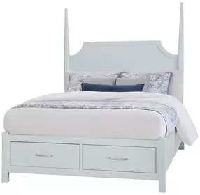 Tide And Timber Blue Maple Queen Pencil Poster Storage Bed