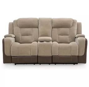Ultimax Brownstone 76" Zero Gravity Power Reclining Loveseat with Console and USB Charging