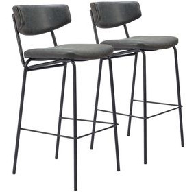 Charon Vintage Black Bar Stool Set Of 2