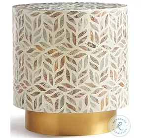 Stone Toranto Stone Inlay And Polished Satin Brass Side Table