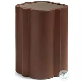 Brown Brown Glass And Leather Spot Table