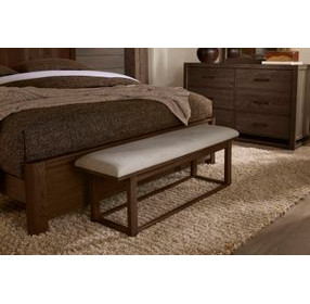 Lodge and Loft Ivory Cream Performance Fabric Upholstered Bed Bench
