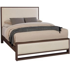 Lodge and Loft Ivory Cream Performance Fabric Queen Upholstered Panel Bed