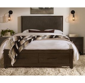 Lodge and Loft Sedona Brown Performance Fabric Queen Upholstered Storage Panel Bed