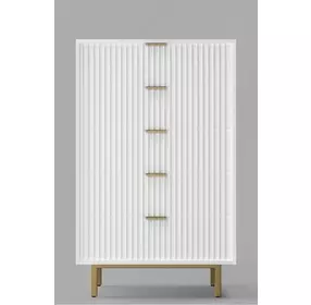 Casey White and Gold 5 Drawer Chest