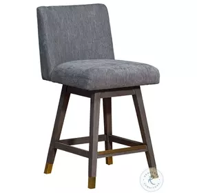 Basila Gray Performance Fabric Swivel Counter Height Stool