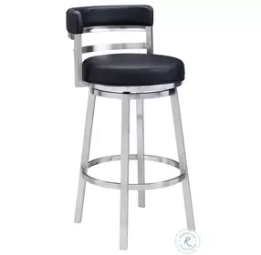 Titana Black And Brushed Stainless Steel 26" Swivel Counter Height Stool