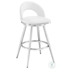 Lottech White Swivel Counter Height Stool