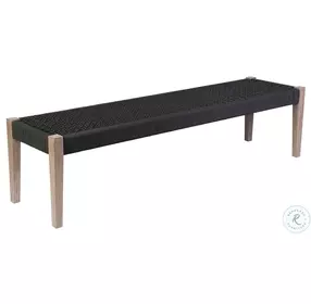 Camino Light Eucalyptus And Charcoal Rope Outdoor Dining Bench