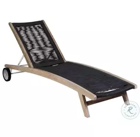 Chateau Light Eucalyptus And Charcoal Rope Outdoor Patio Adjustable Chaise Lounge