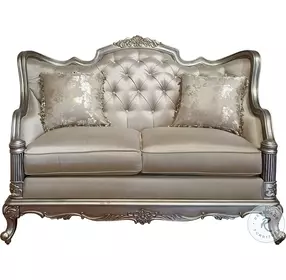 Fiorella Taupe Faux Silk 63" Loveseat