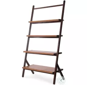 Shiloh English Walnut And Leather Wrapped Bookshelf