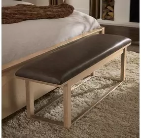 Lodge and Loft Brown Performance Fabric Upholstered Bed Bench