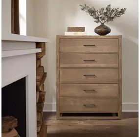 Lodge and Loft Blond Oak 5 Drawer Chest