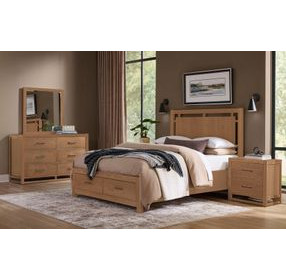 Lodge and Loft Blond Oak Floating Storage Panel Bedroom Set