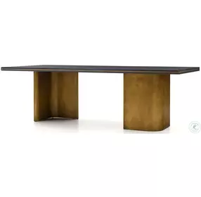 Elvira Rich Navy Blue And Antique Brass Starburst Dining Table