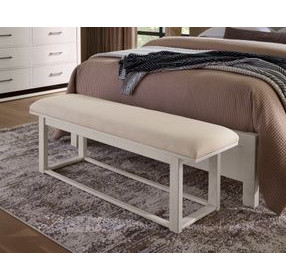 Lodge and Loft Ivory Performance Fabric Upholstered Bed Bench