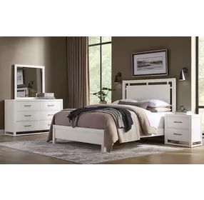 Lodge and Loft Soft White Floating Panel Bedroom Set