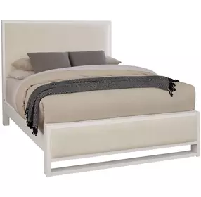 Lodge and Loft Cream Performance Fabric King Upholstered Panel Bed