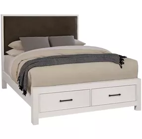 Lodge and Loft Brown Performance Fabric Queen Upholstered Storage Panel Bed