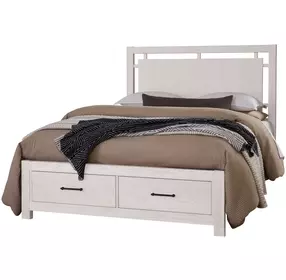 Lodge and Loft Soft White Queen Floating Storage Panel Bed